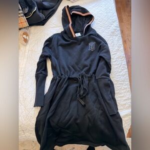 Burberry Black Hooded Dress with Logo